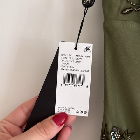 NWT Vintage Beaded Midi Fairy Dress With Shark bite Hem In Olive sold out 14 - Picture 5 of 7